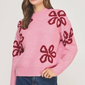 Strut & Bolt Pink Floral Women's Sweater